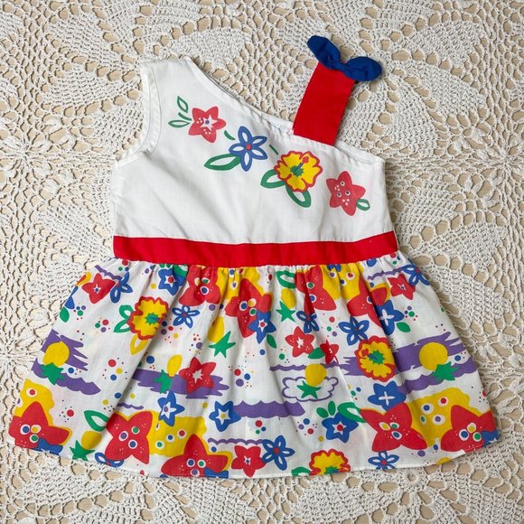 Vintage 1990s Catton Candy Baby Girl 3t Asymmetrical Floral Summer Top - Picture 1 of 3